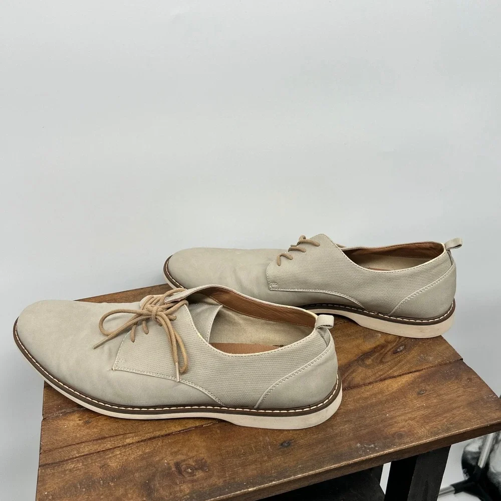 Goodfellow & Co Mens Derby Dress Shoes Light Gray‎ Lace Up Size 12